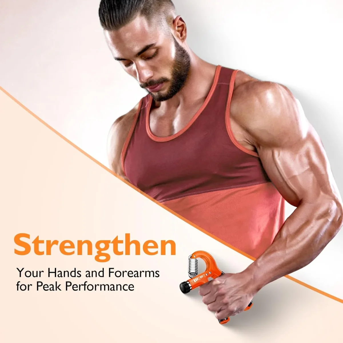 FitBeast Grip Strengthener Forearm Strengthener, Adjustable Hand Grip Strengthener for Strength Training & Rehabilitation, 10-132 lbs Resistance, Ideal for Athletes and Physical Therapy (1 Piece) - Orange – Image 4