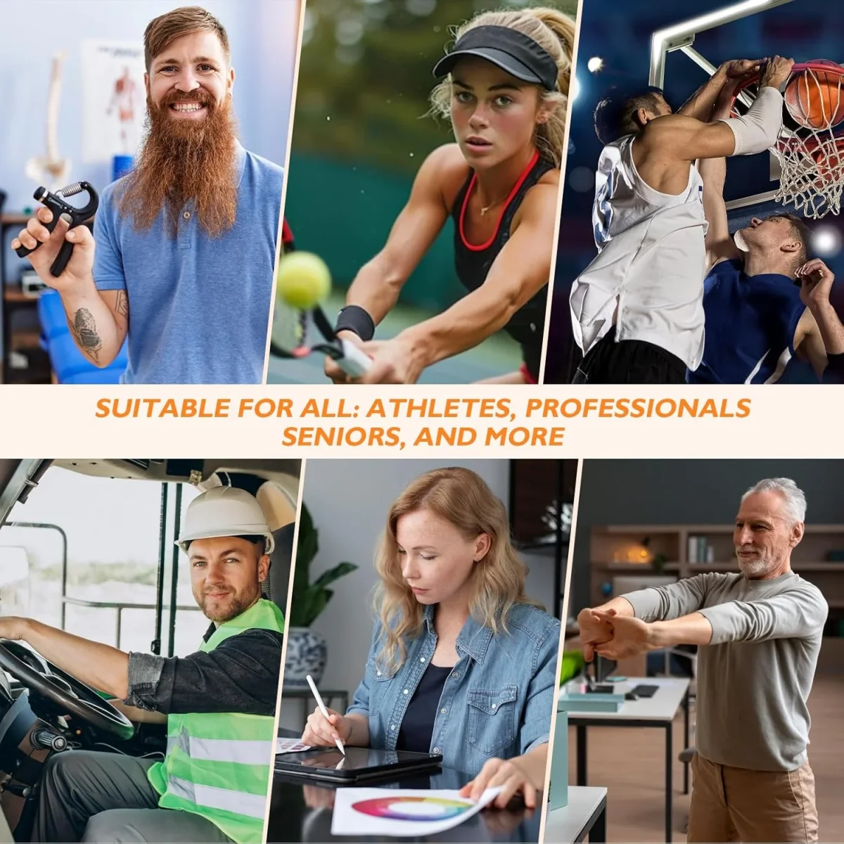 FitBeast Grip Strengthener Forearm Strengthener, Adjustable Hand Grip Strengthener for Strength Training & Rehabilitation, 10-132 lbs Resistance, Ideal for Athletes and Physical Therapy (1 Piece) - Orange – Image 6