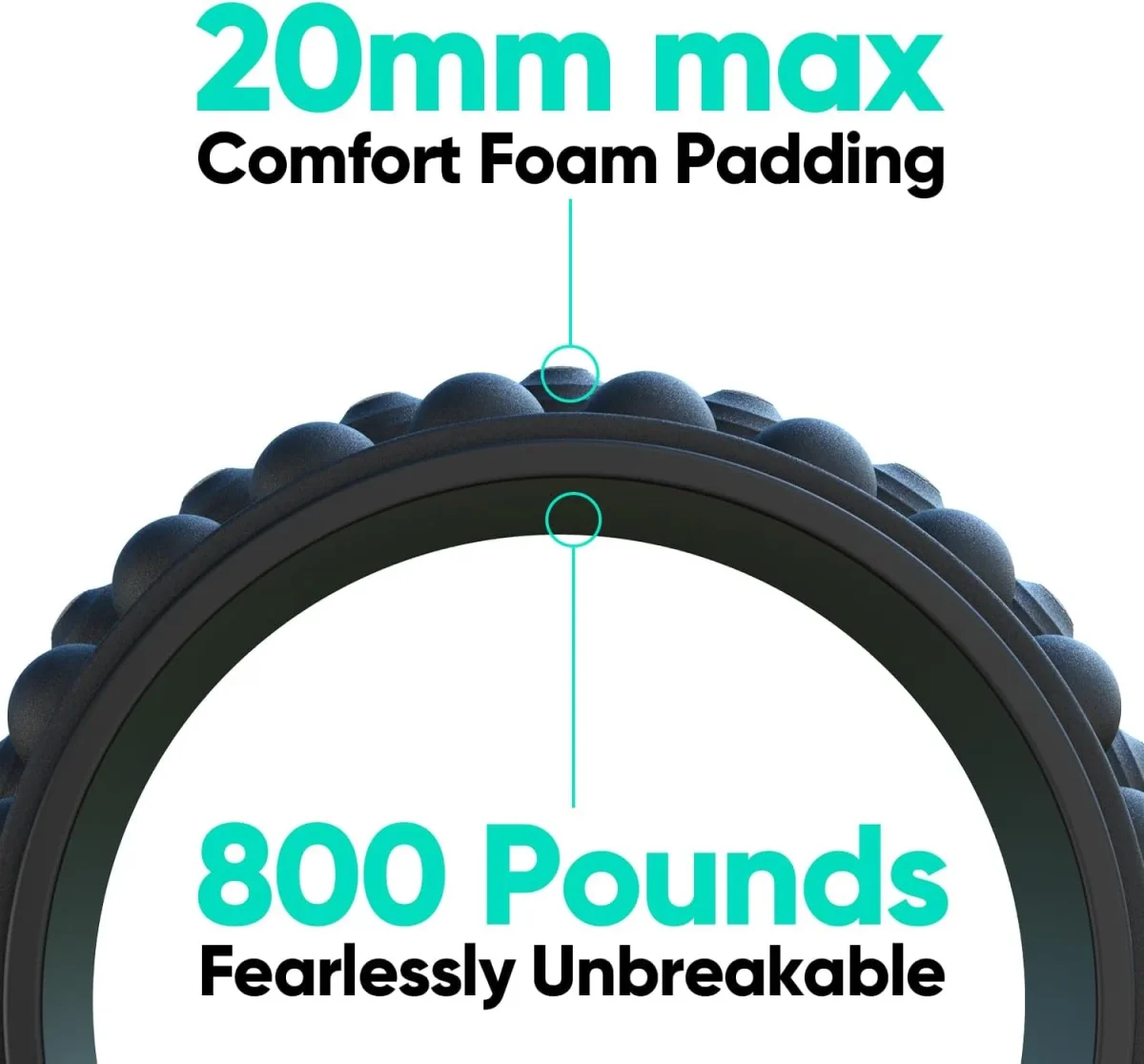 FitBeast Back Roller, Back Wheel Foam Roller - Targeted Muscle Roller for Deep Tissue Massage, Back Stretcher - 12" Black – Image 4