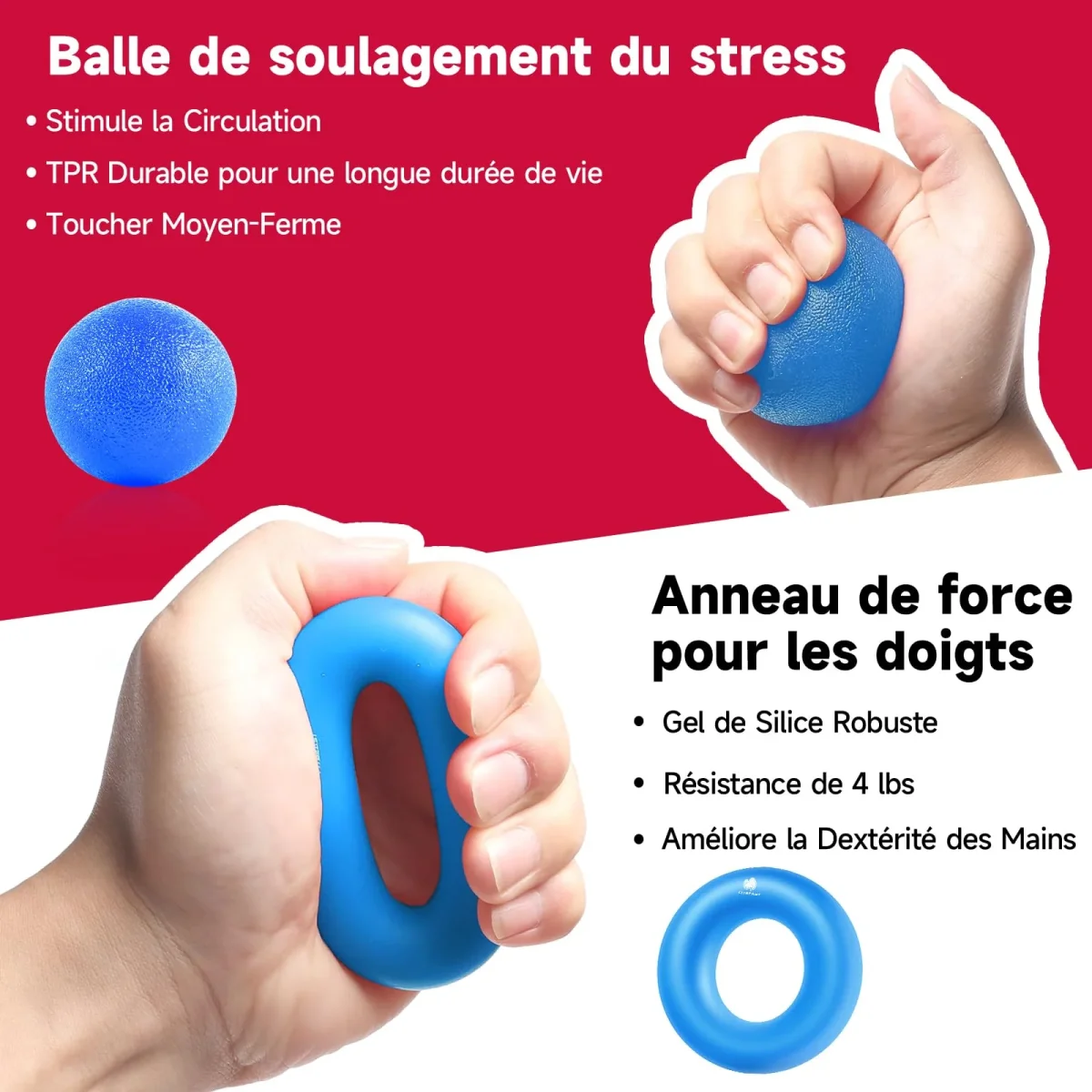FitBeast Hand Grip Musculation Avant Bras - Pack de 5 Bleu Clair – Image 4