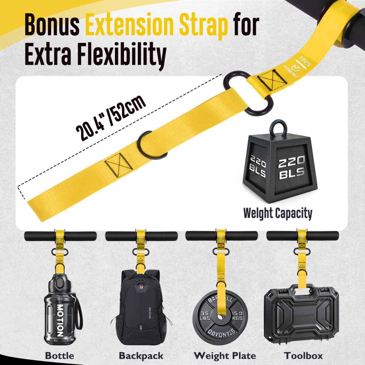 FitBeast Forearm Strengthener & Forearm Exerciser, Wrist Roller with Thicker Handle, Forearm Strength Trainer with Adjustable Strap - Ideal for Grip Strength, Muscle Building, Rehabilitation - Yellow – Image 4