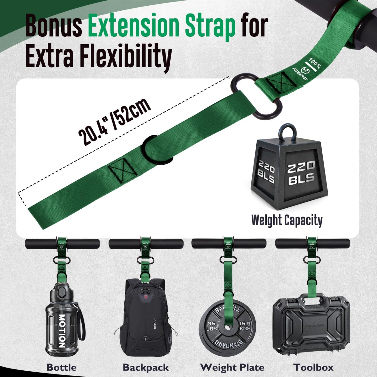 FitBeast Forearm Strengthener & Forearm Exerciser, Wrist Roller with Thicker Handle, Forearm Strength Trainer with Adjustable Strap - Ideal for Grip Strength, Muscle Building, Rehabilitation - Green – Image 4